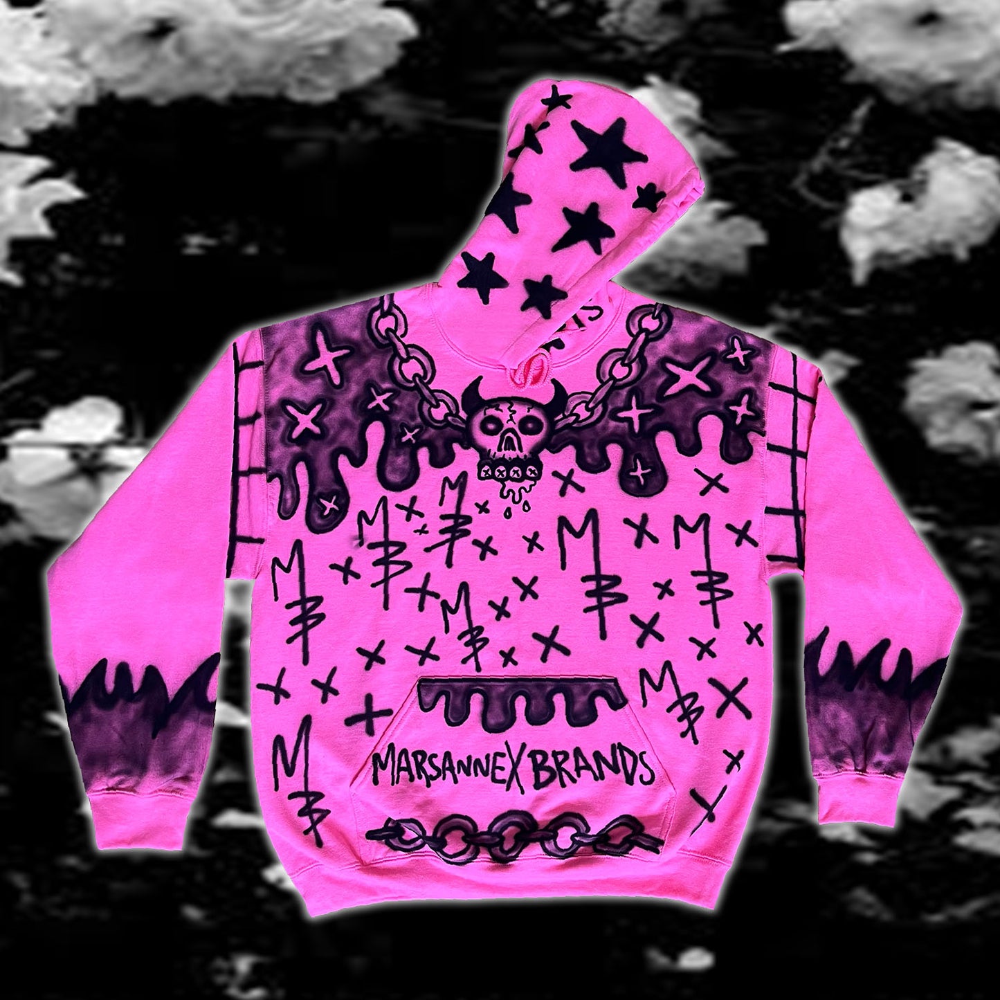 PINK DRIP SKULL HOODIE