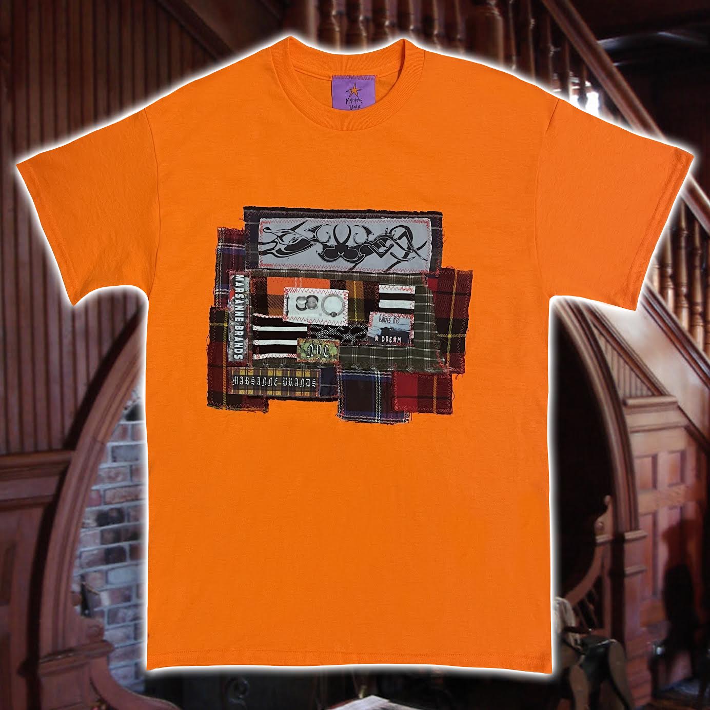 PIERCED FLANNEL PATCHWORK TEE