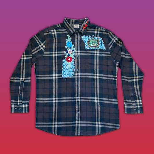 PLAID PATCHWORK BUTTON UP