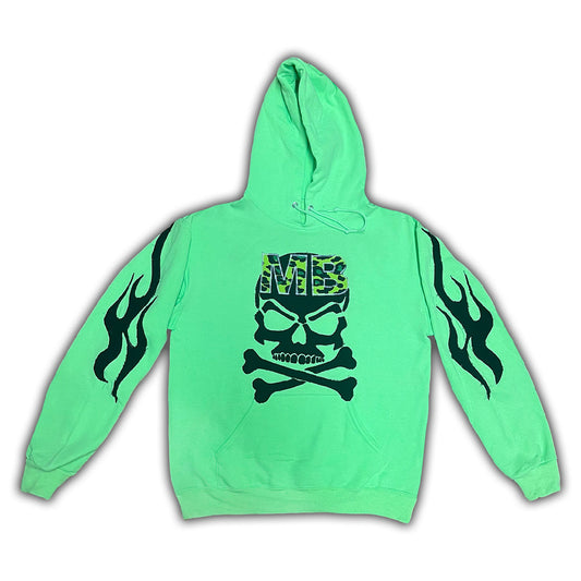 PATCHWORK FLAMING SKULL HOODIE