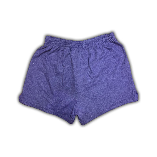 PURPLE PATCHWORK CHEER SHORTS