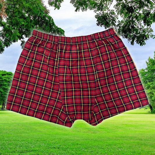 RED UNISEX PATCHWORK BOXER SHORTS